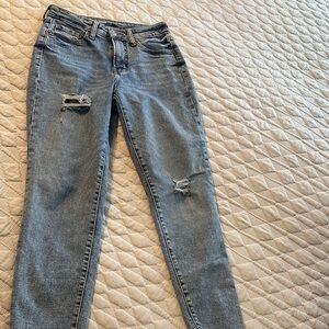 Old Navy Light Blue Distressed Straight Leg Jeans